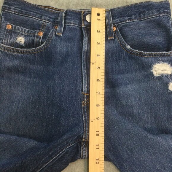 Levis 501 Jeans 27x28 Button Fly Skinny Tapered Distressed Medium Mom - Picture 7 of 16